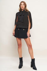 MIDNIGHT DOT CHIC WOVEN TOP - Flying Tomato - Flyclothing LLC