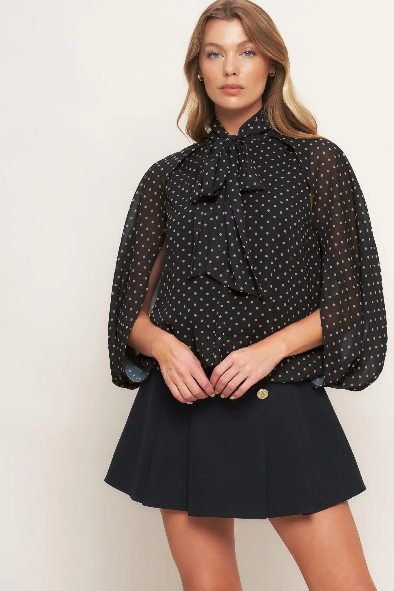 MIDNIGHT DOT CHIC WOVEN TOP - Flying Tomato - Flyclothing LLC