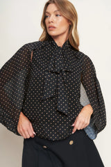 MIDNIGHT DOT CHIC WOVEN TOP - Flying Tomato - Flyclothing LLC