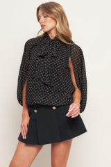 MIDNIGHT DOT CHIC WOVEN TOP - Flying Tomato - Flyclothing LLC