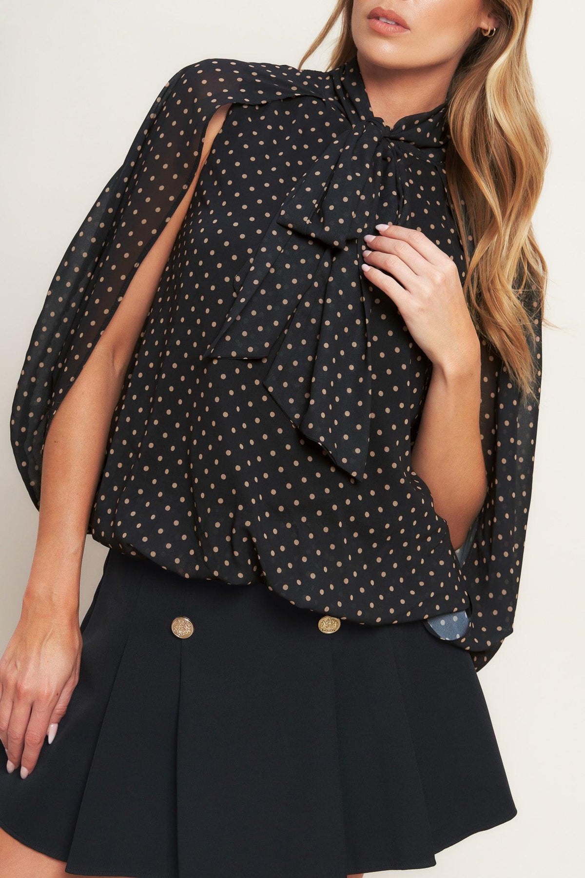 MIDNIGHT DOT CHIC WOVEN TOP - Flying Tomato - Flyclothing LLC