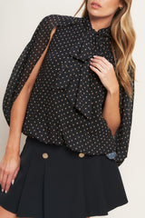 MIDNIGHT DOT CHIC WOVEN TOP - Flying Tomato - Flyclothing LLC