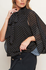 MIDNIGHT DOT CHIC WOVEN TOP - Flying Tomato - Flyclothing LLC