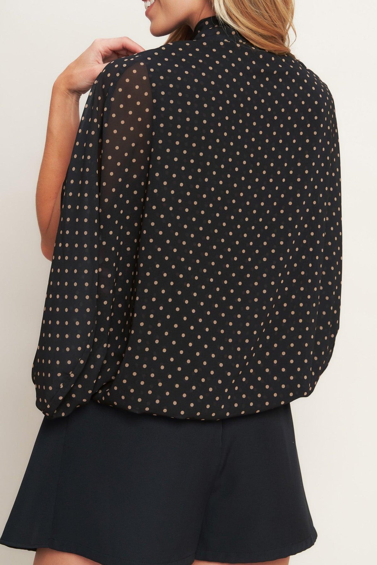MIDNIGHT DOT CHIC WOVEN TOP - Flying Tomato - Flyclothing LLC