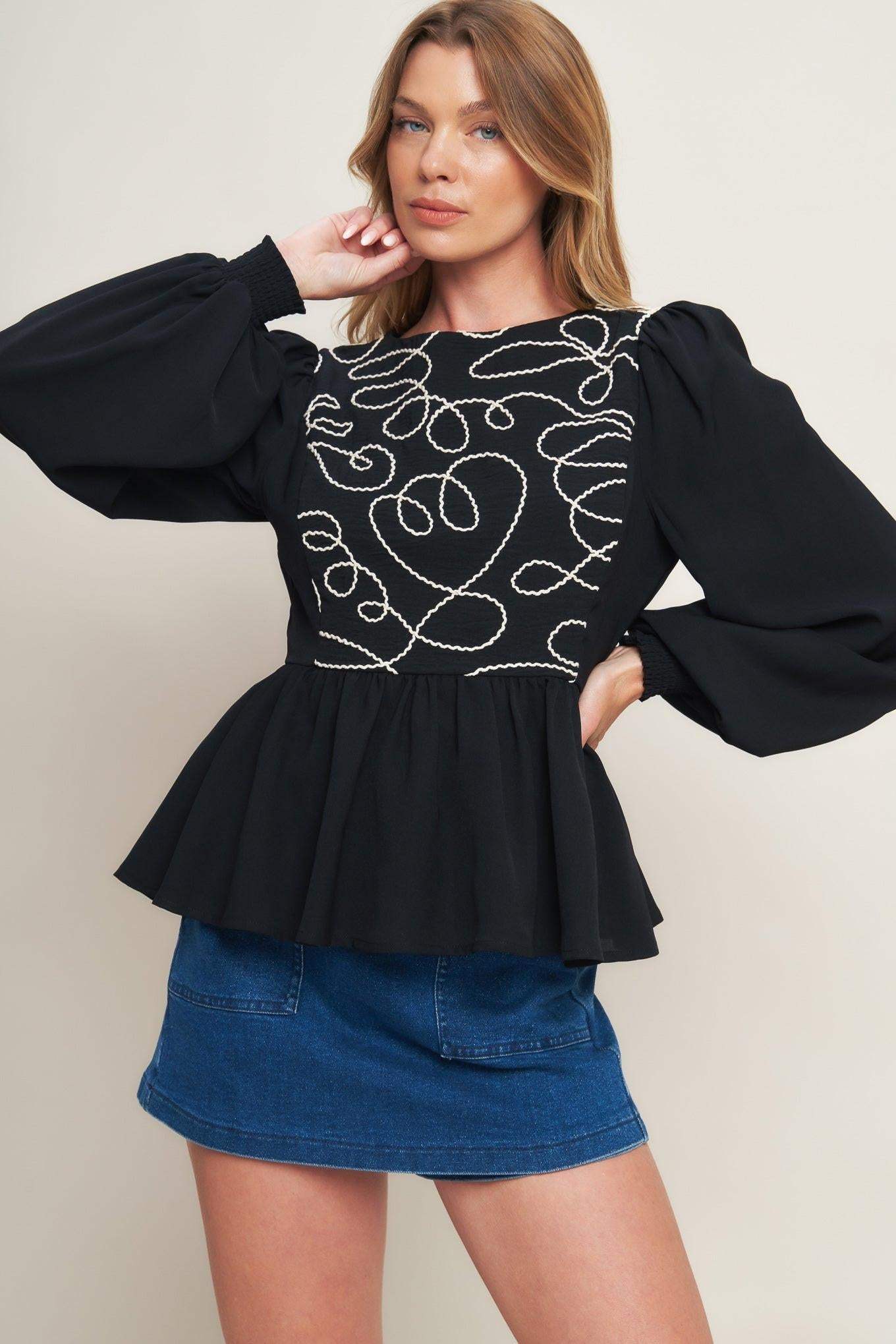 BLACK CANVAS WOVEN TOP - Flying Tomato - Flyclothing LLC