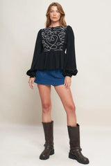 BLACK CANVAS WOVEN TOP - Flying Tomato - Flyclothing LLC