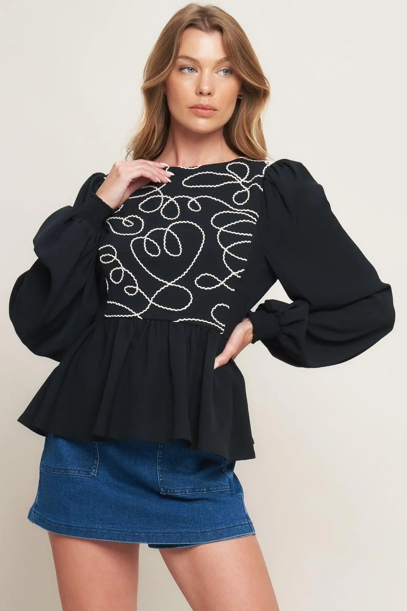 BLACK CANVAS WOVEN TOP - Flying Tomato - Flyclothing LLC