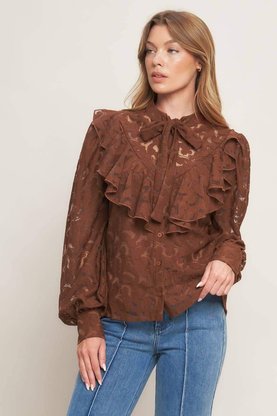 ROMANTIC SHADE WOVEN LACE TOP - Flying Tomato - Flyclothing LLC