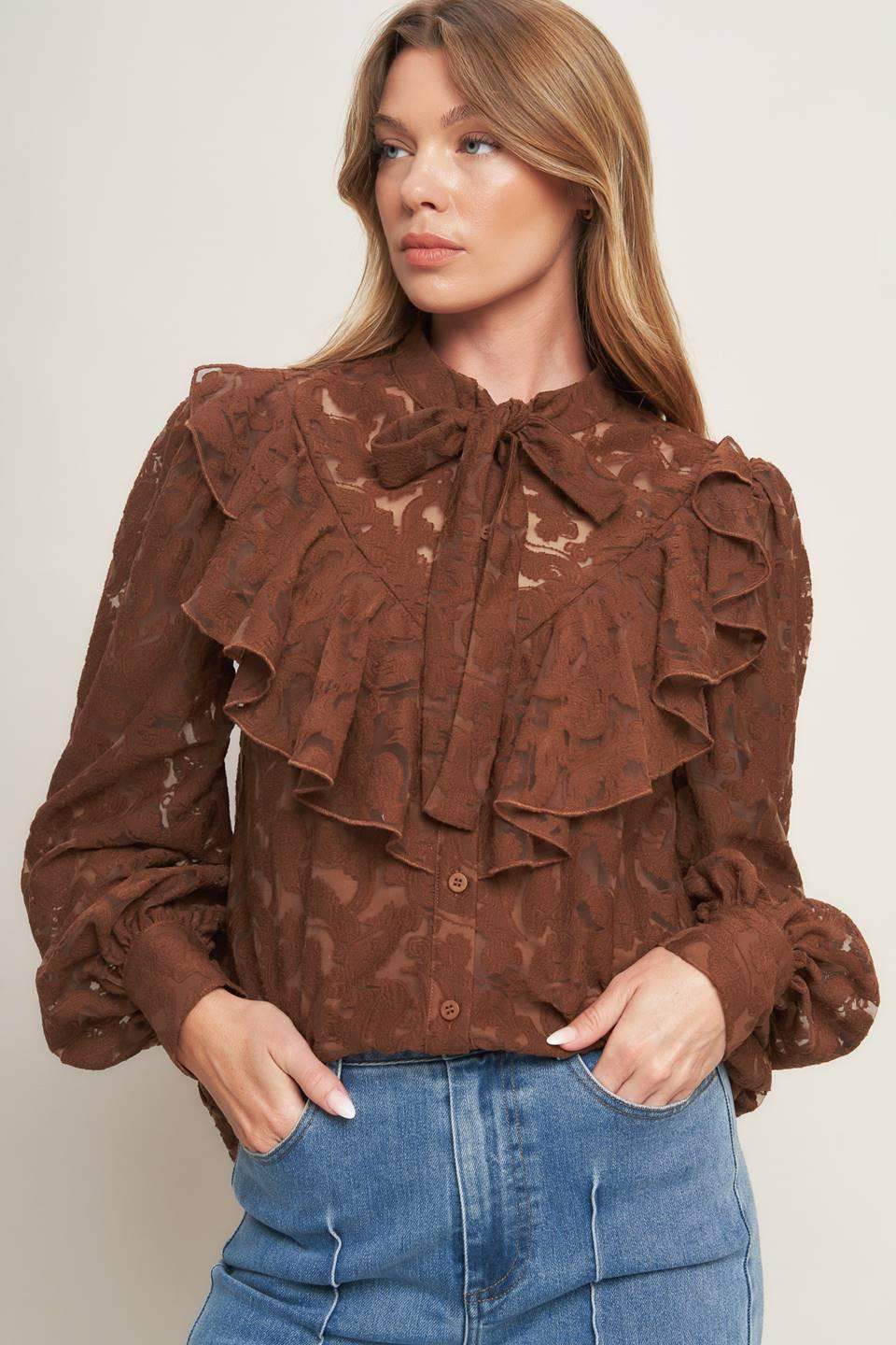 ROMANTIC SHADE WOVEN LACE TOP - Flying Tomato - Flyclothing LLC