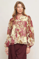 CHATEAU FLORAL WOVEN TOP - Flying Tomato - Flyclothing LLC