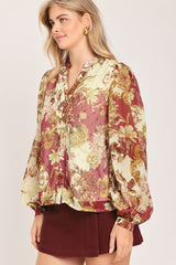 CHATEAU FLORAL WOVEN TOP