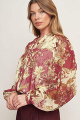 CHATEAU FLORAL WOVEN TOP - Flying Tomato - Flyclothing LLC