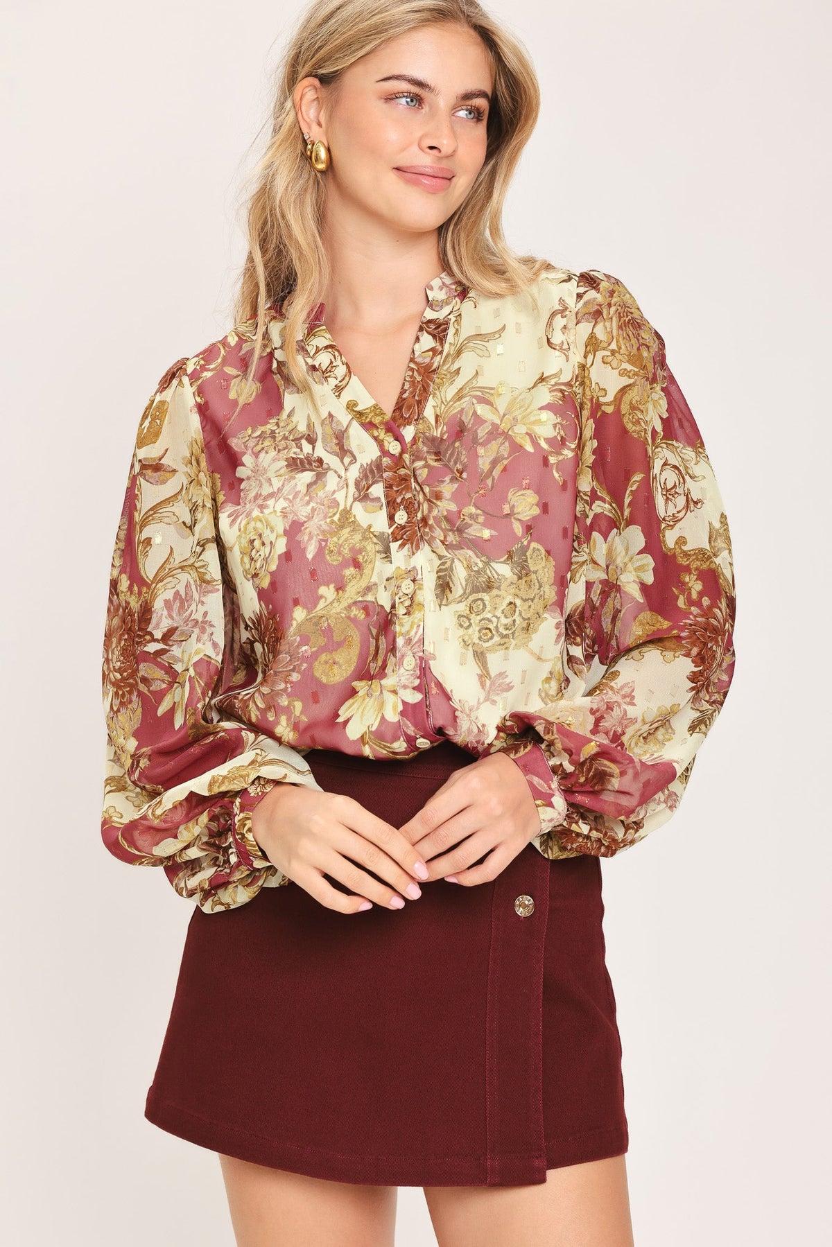 CHATEAU FLORAL WOVEN TOP