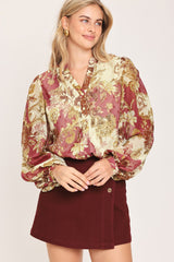 CHATEAU FLORAL WOVEN TOP