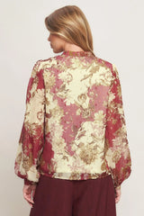 CHATEAU FLORAL WOVEN TOP - Flying Tomato - Flyclothing LLC