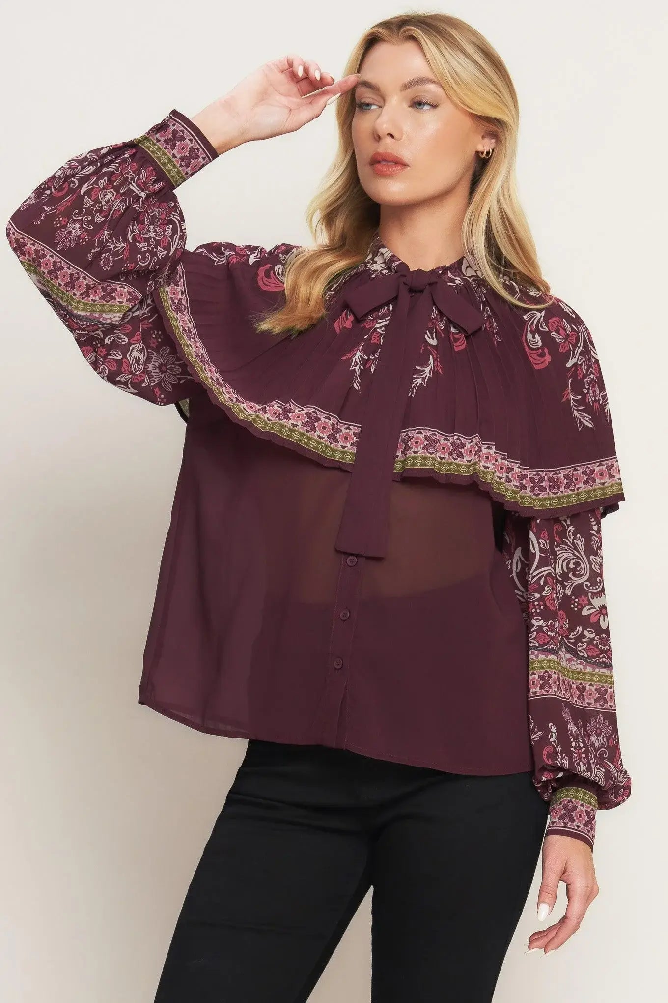 AZTEC CHERRY WOVEN TOP - Flying Tomato - Flyclothing LLC