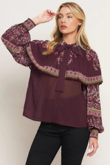 AZTEC CHERRY WOVEN TOP - Flying Tomato - Flyclothing LLC
