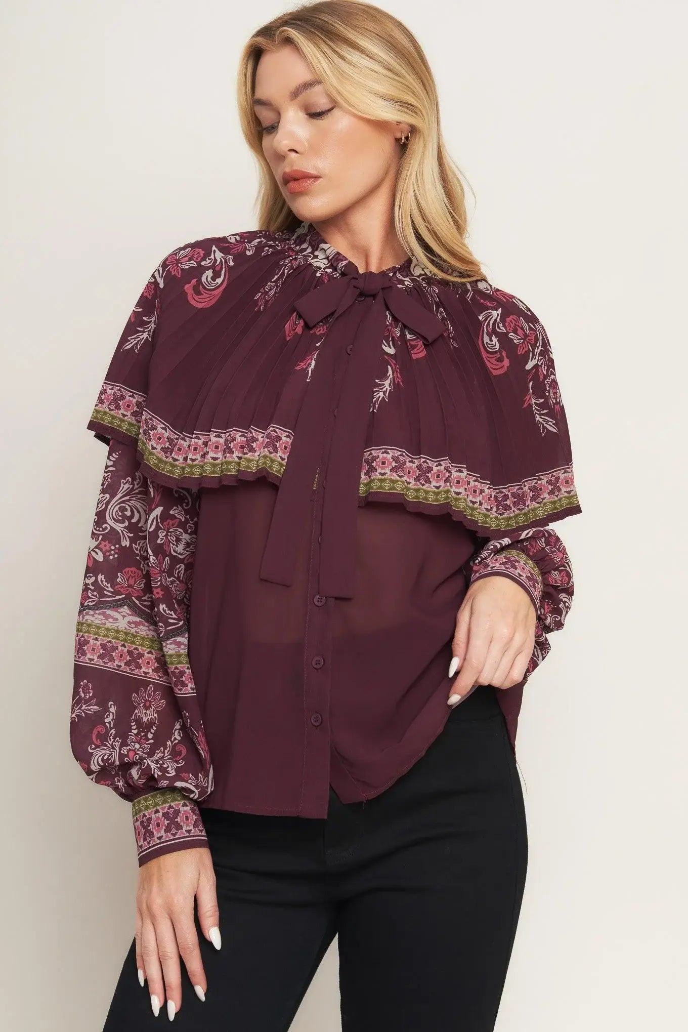 AZTEC CHERRY WOVEN TOP - Flying Tomato - Flyclothing LLC