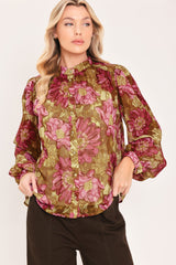 ANTIQUE FLORAL WHISPER WOVEN TOP
