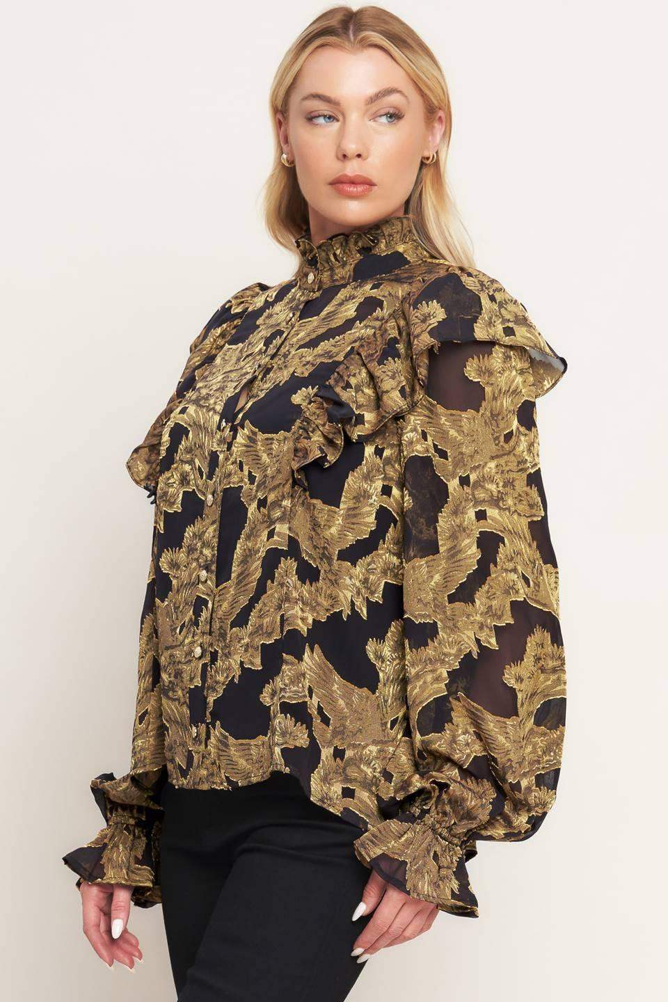 SHADOW GLINT WOVEN TOP - Flying Tomato - Flyclothing LLC