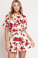 FLORAL KISS WOVEN TOP - Flying Tomato - Flyclothing LLC
