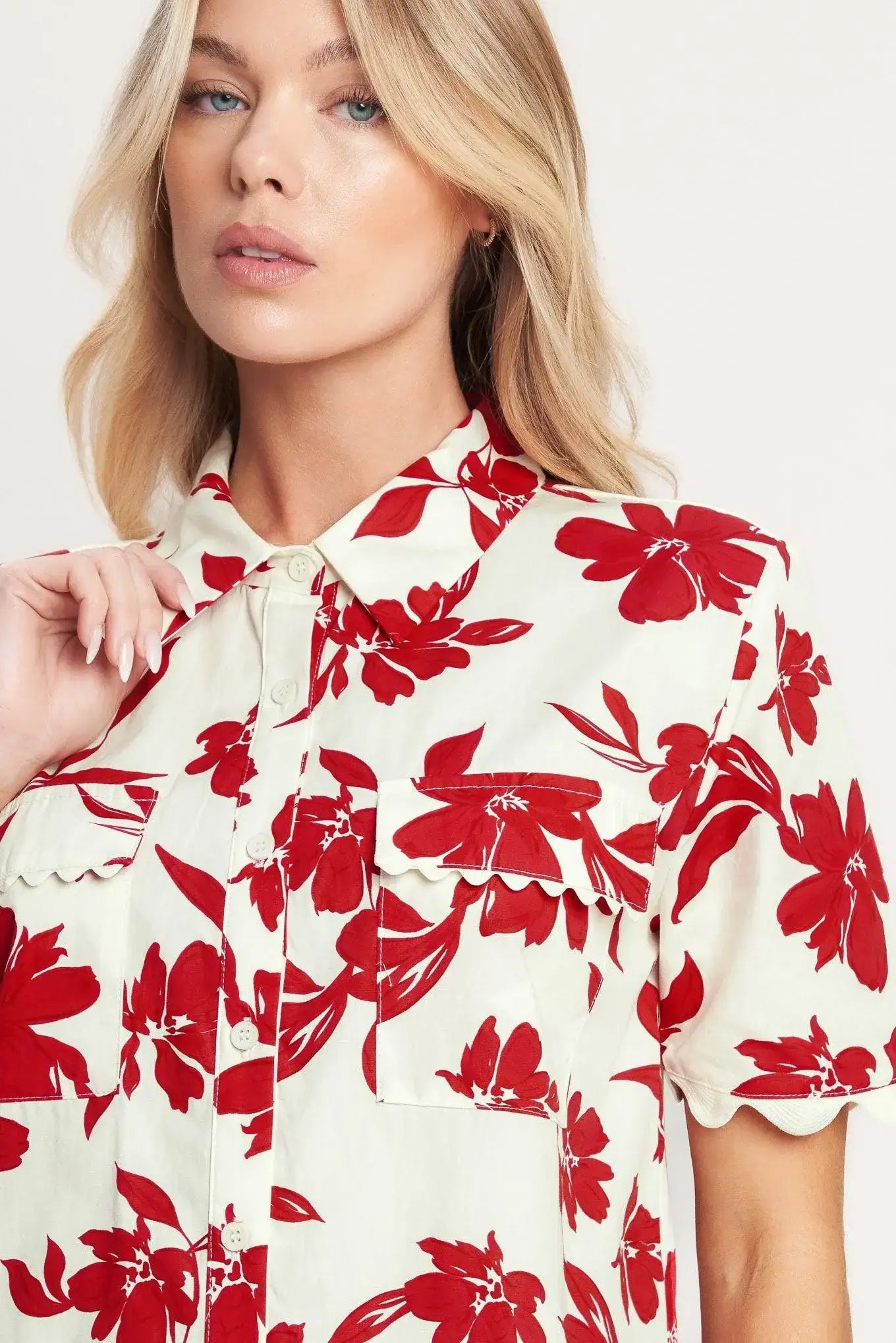 FLORAL KISS WOVEN TOP - Flying Tomato - Flyclothing LLC