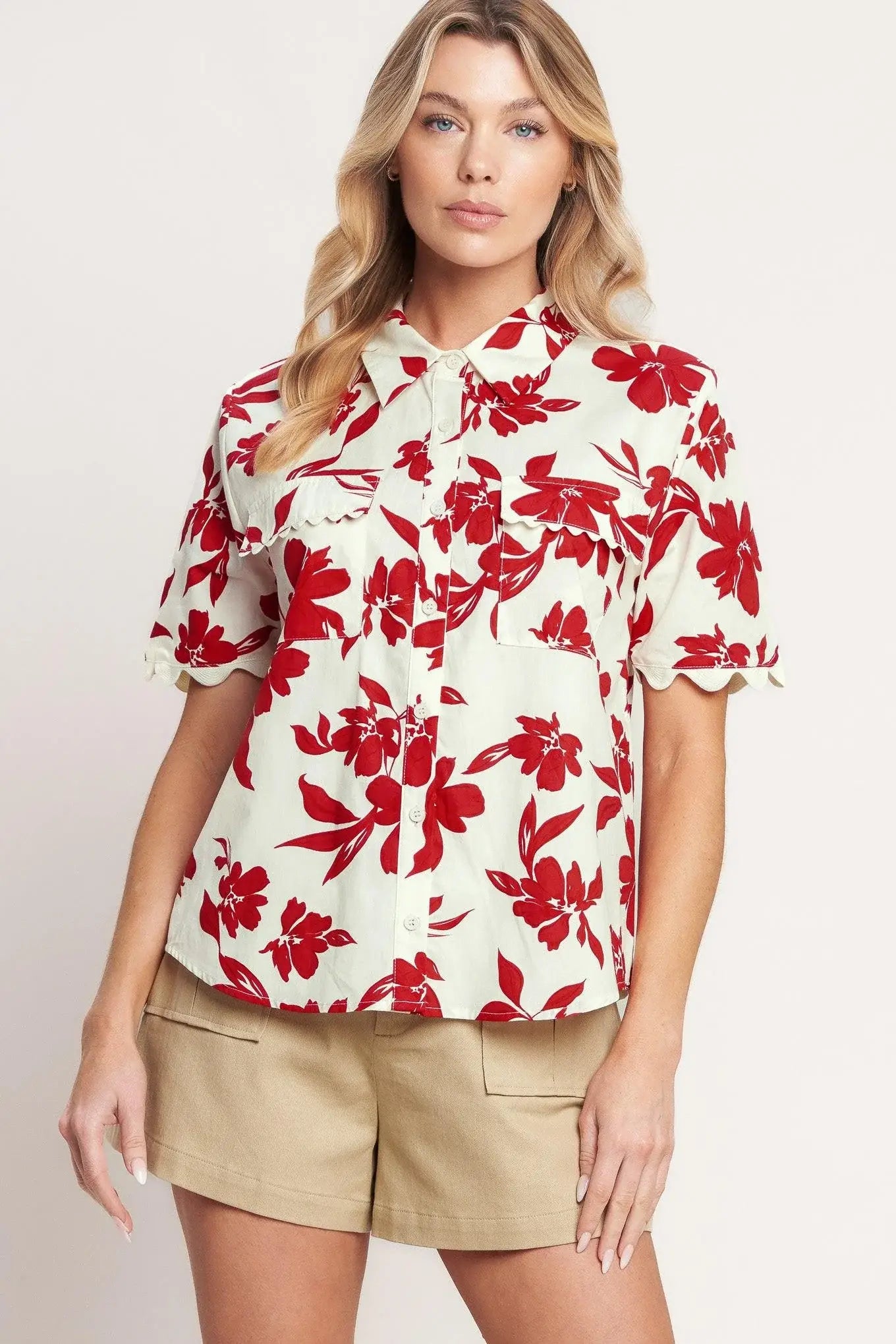 FLORAL KISS WOVEN TOP - Flying Tomato - Flyclothing LLC