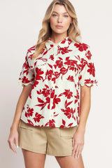 FLORAL KISS WOVEN TOP - Flying Tomato - Flyclothing LLC