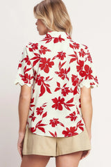 FLORAL KISS WOVEN TOP - Flying Tomato - Flyclothing LLC