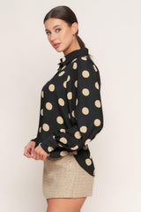URBAN CIRCLES WOVEN TOP
