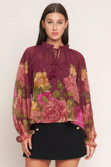 FLORA ROMANTICA WOVEN TOP - Flying Tomato - Flyclothing LLC