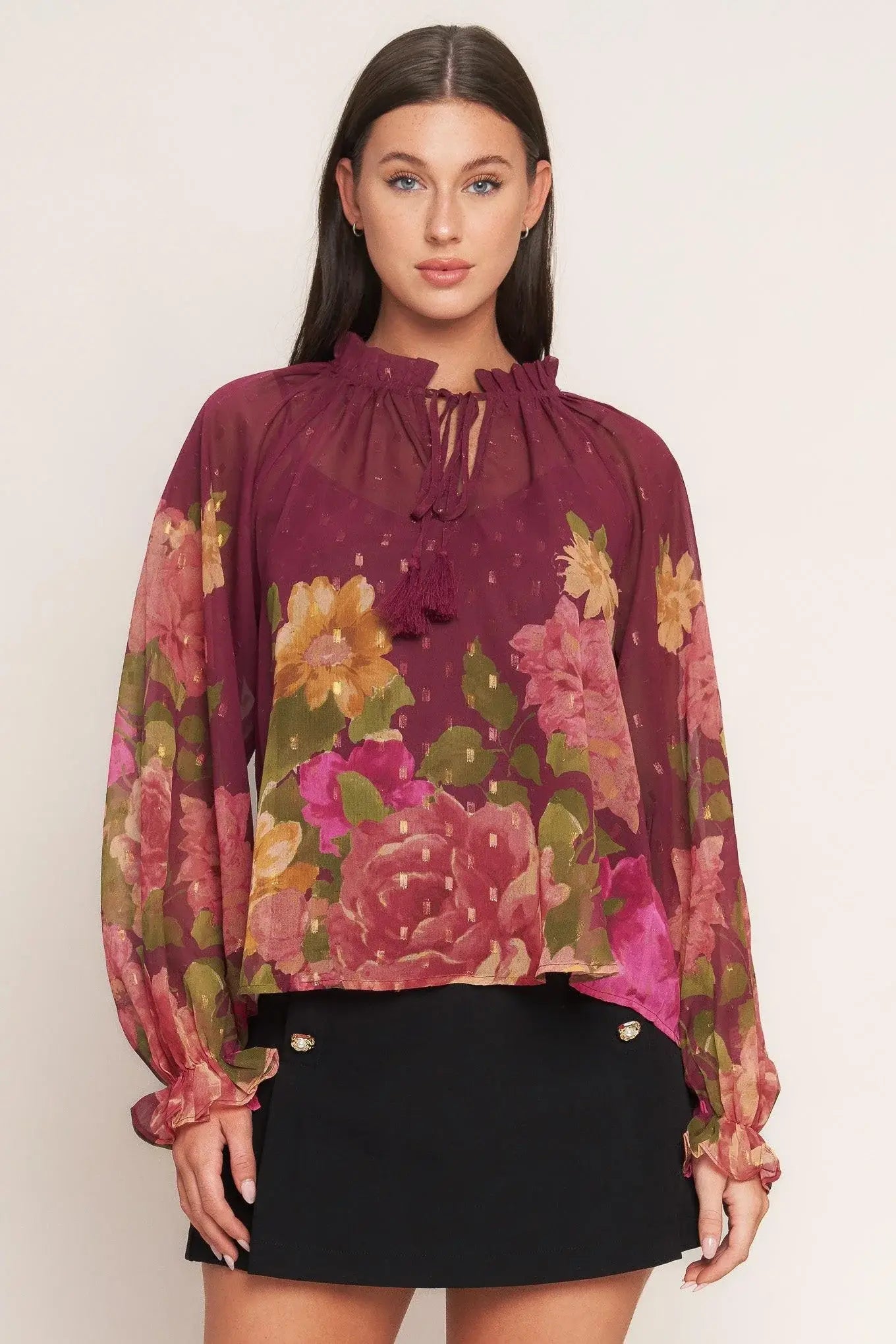 FLORA ROMANTICA WOVEN TOP - Flying Tomato - Flyclothing LLC