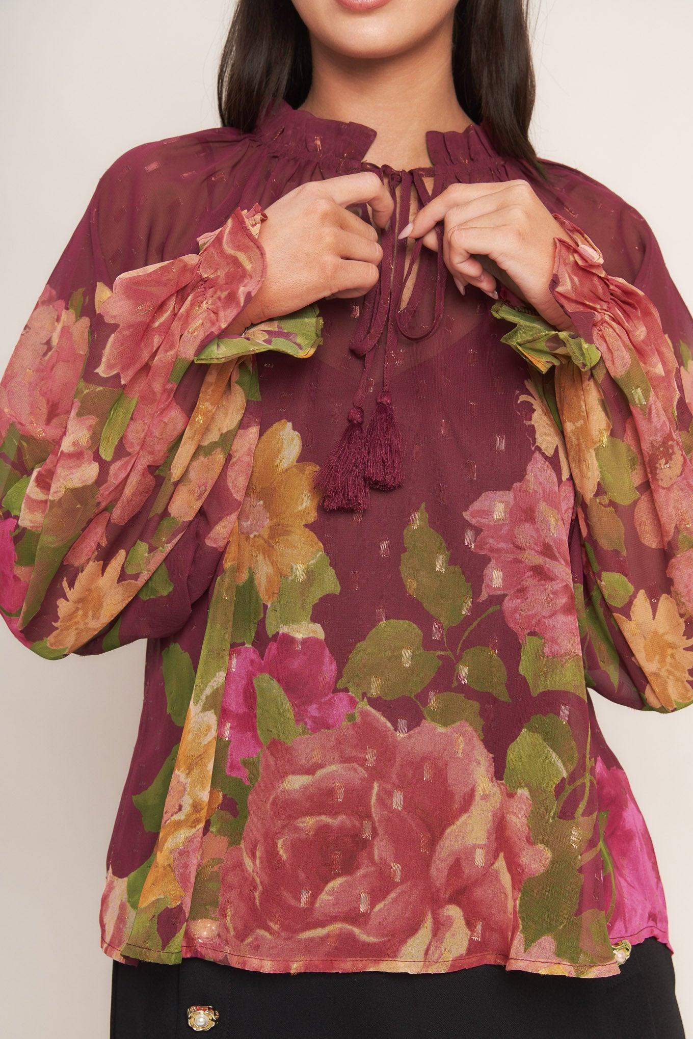 FLORA ROMANTICA WOVEN TOP - Flying Tomato - Flyclothing LLC