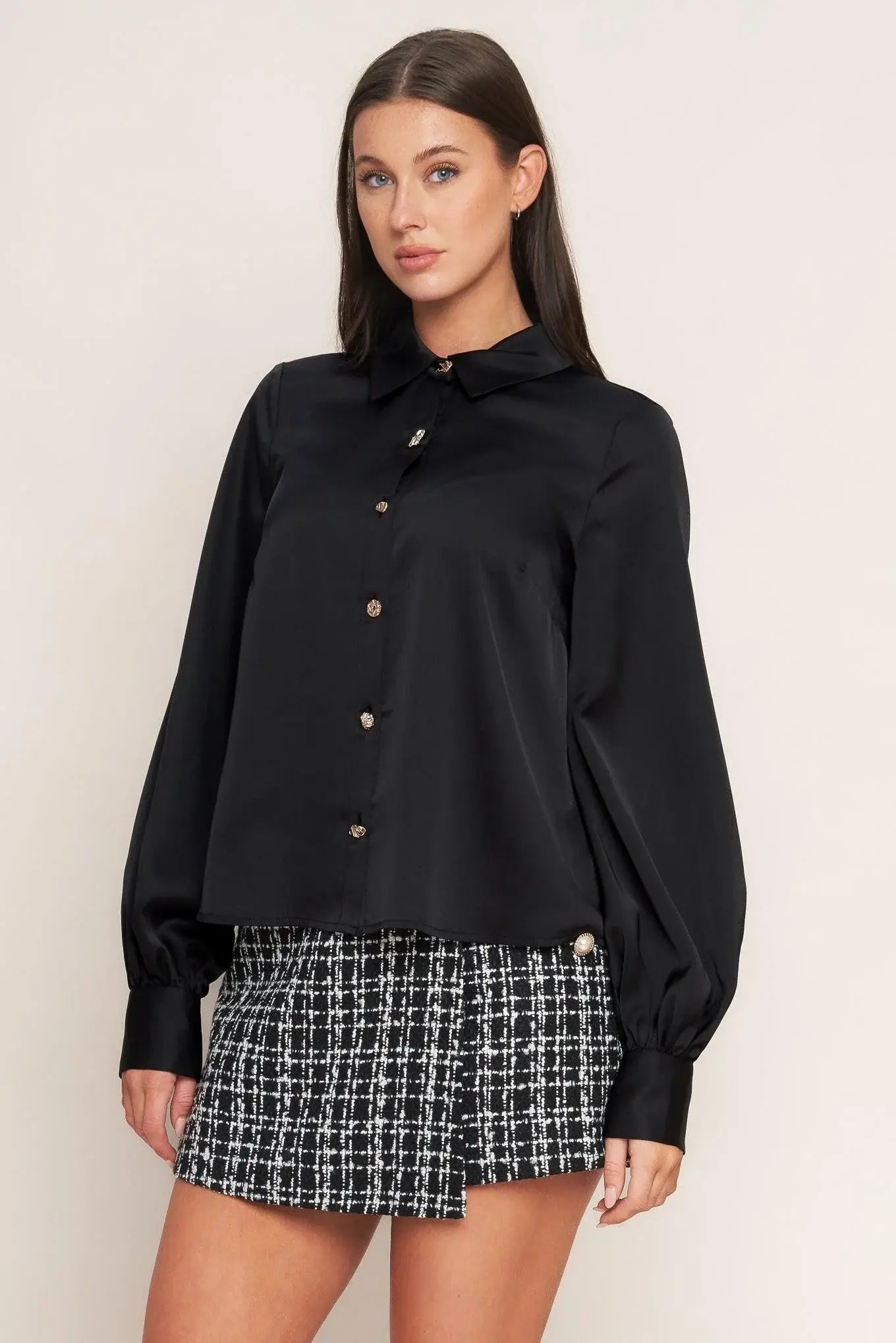 BLACK ORBIT WOVEN TOP - Flying Tomato - Flyclothing LLC