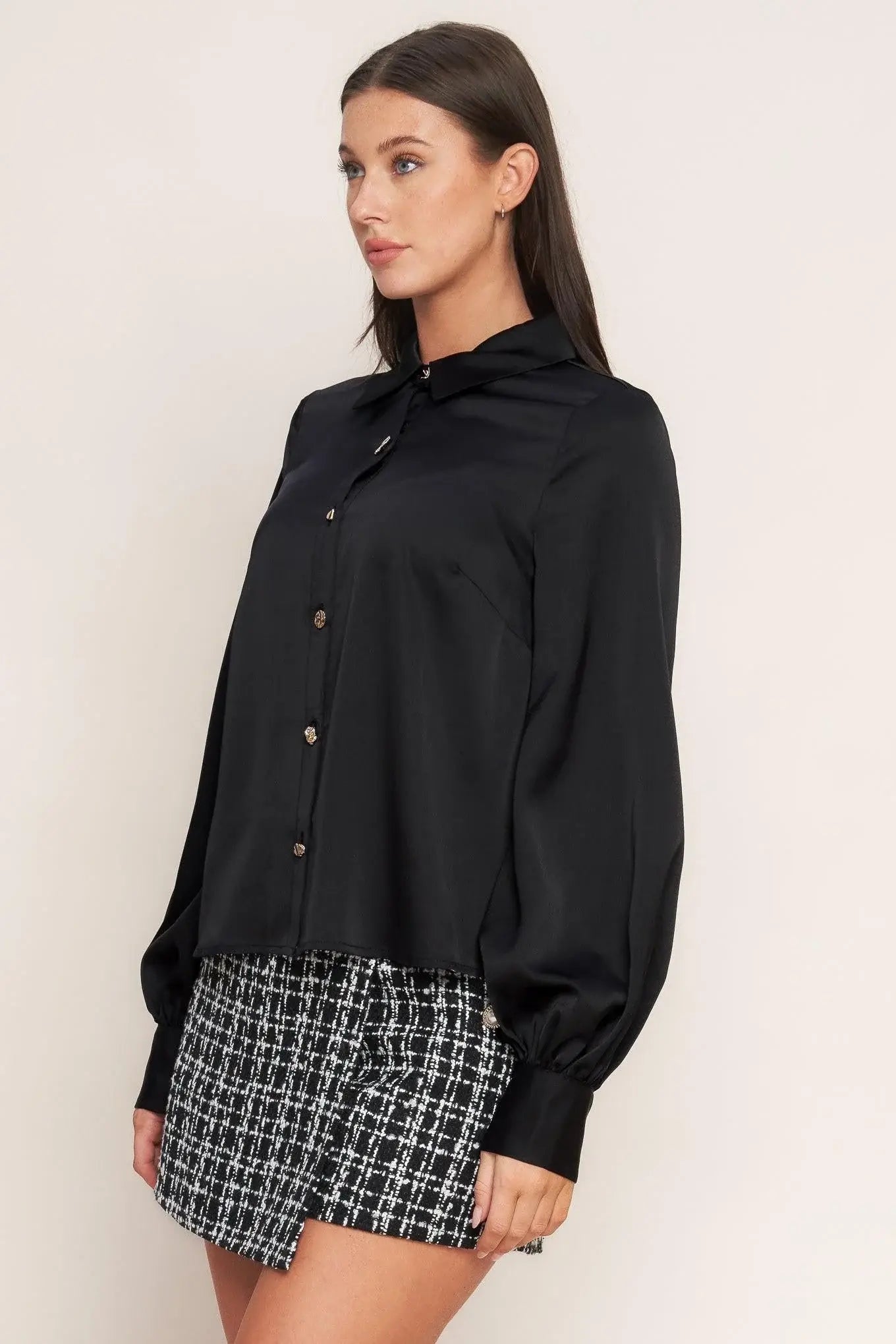 BLACK ORBIT WOVEN TOP - Flying Tomato - Flyclothing LLC