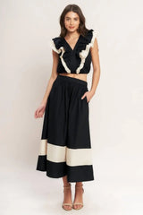 GALLERY CONTRAST WOVEN CROP TOP - Flying Tomato - Flyclothing LLC