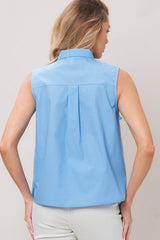 ELEGANT SKY WOVEN TOP - Flying Tomato - Flyclothing LLC