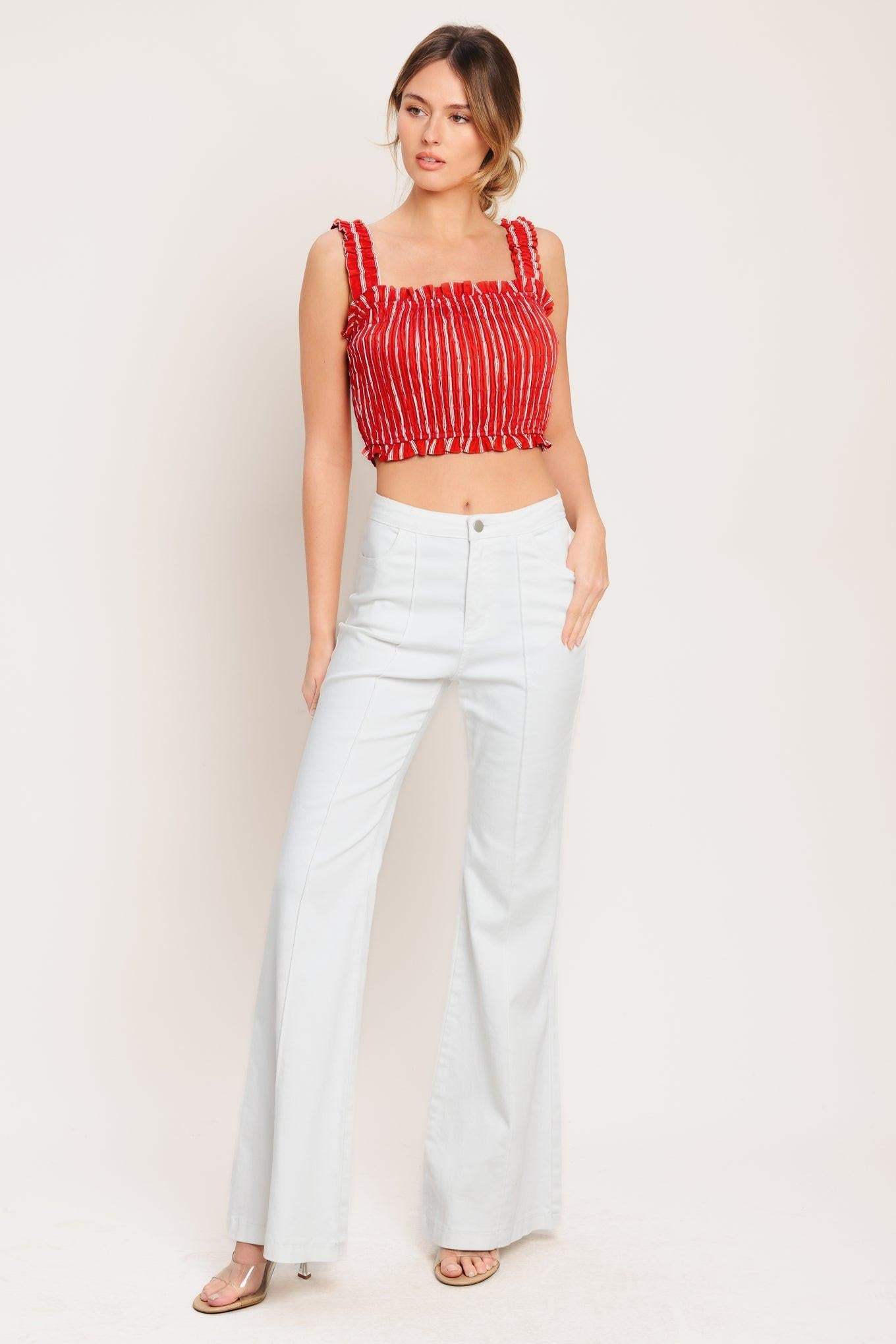 SUNSET STRIPE WOVEN TOP - Flying Tomato - Flyclothing LLC