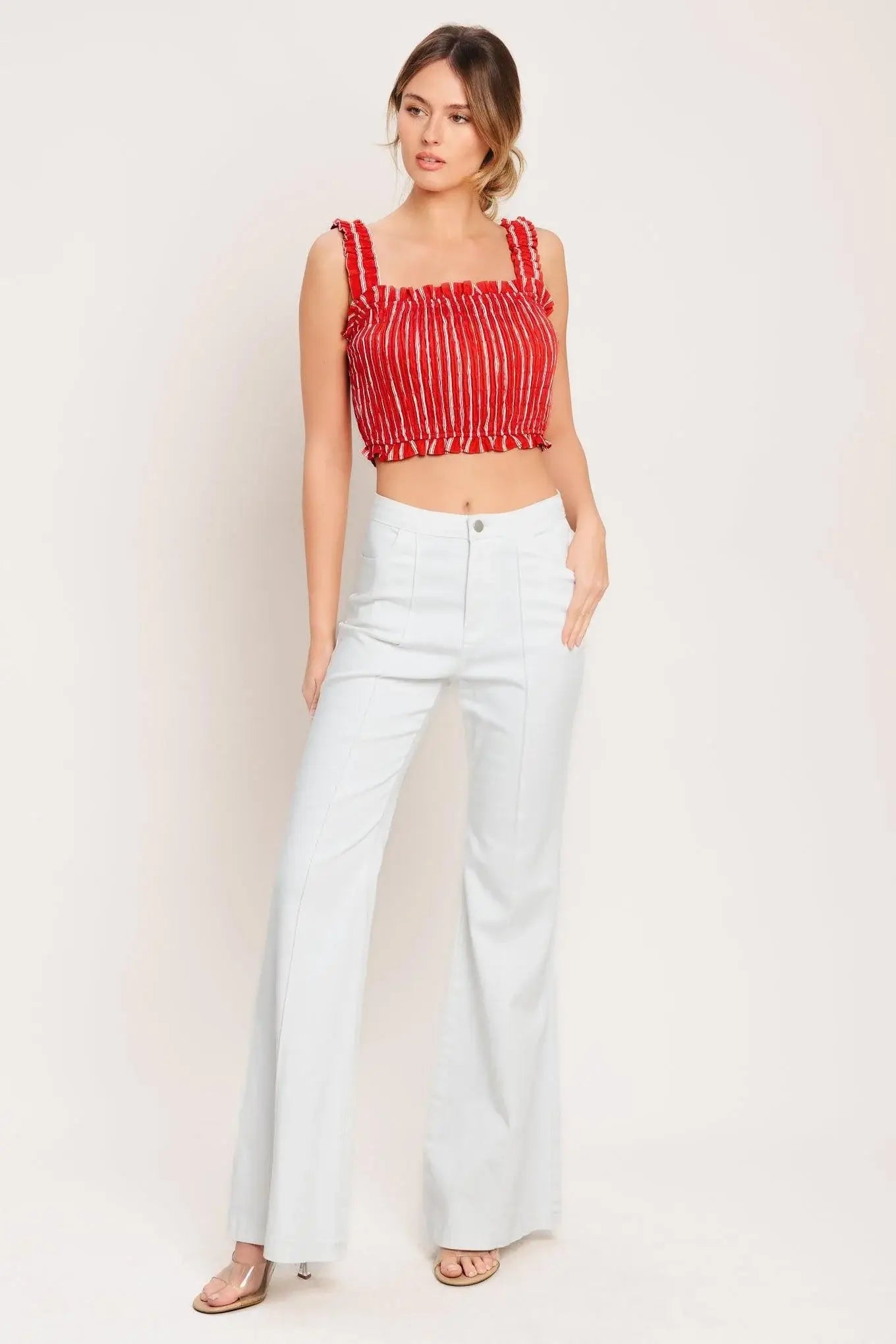 SUNSET STRIPE WOVEN TOP - Flying Tomato - Flyclothing LLC