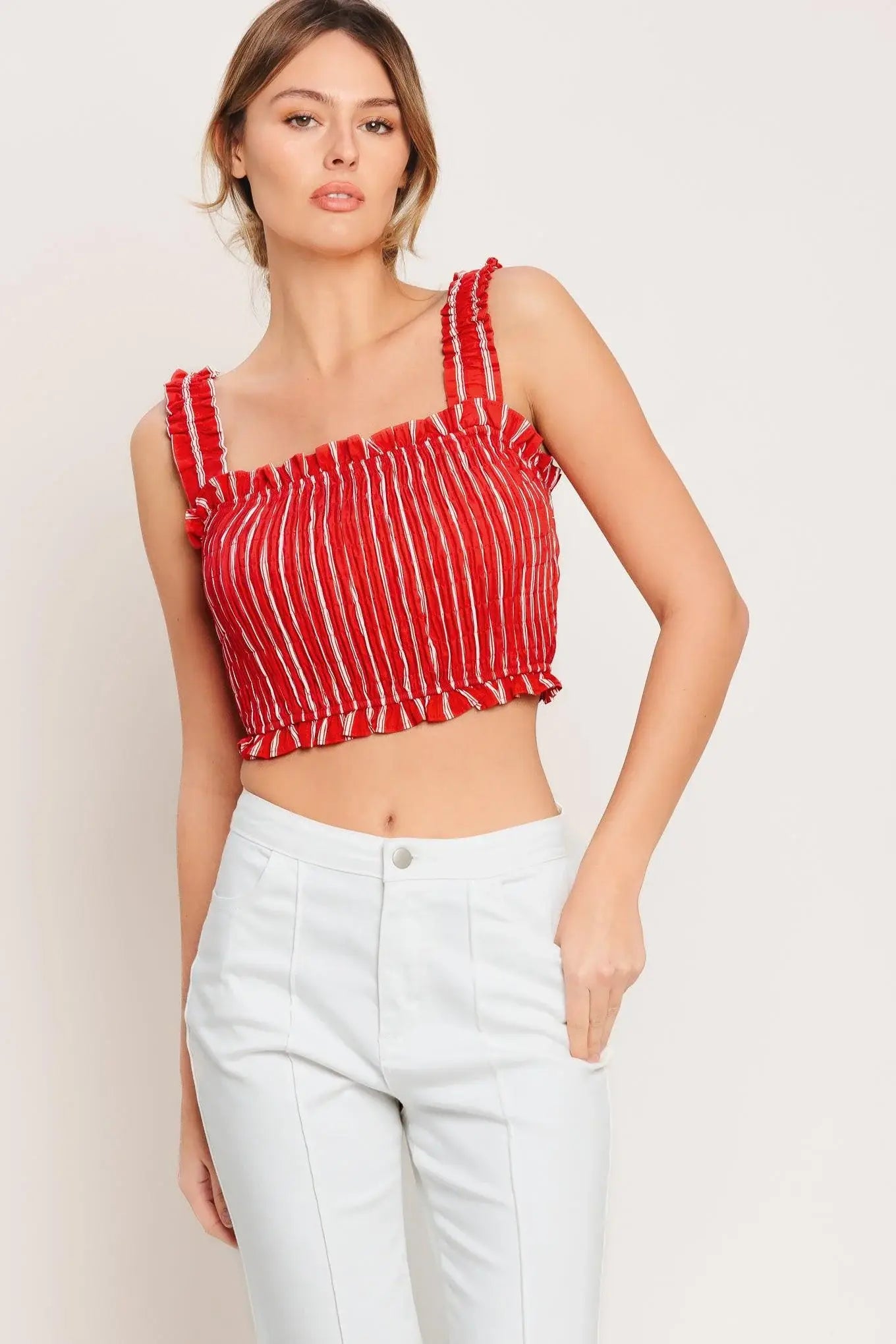 SUNSET STRIPE WOVEN TOP - Flying Tomato - Flyclothing LLC