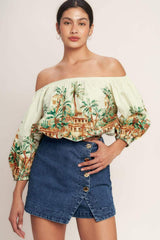 ISLAND TIME ONLY WOVEN CROP TOP - Flying Tomato - Flyclothing LLC