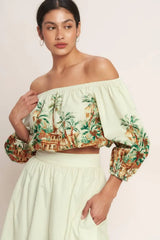 ISLAND TIME ONLY WOVEN CROP TOP - Flying Tomato - Flyclothing LLC