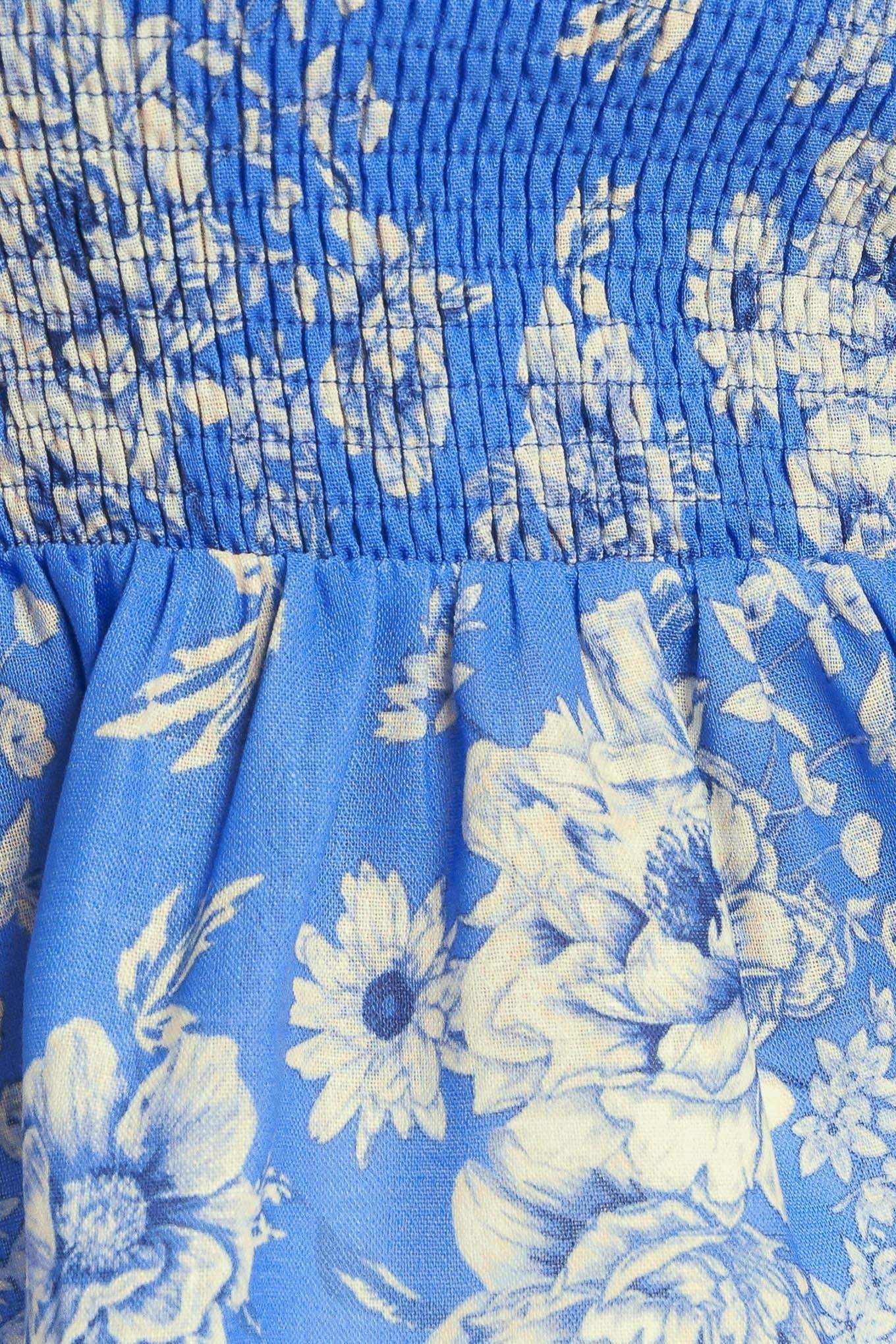 ROMANTIC BLUE PALETTE WOVEN TOP - Flying Tomato - Flyclothing LLC