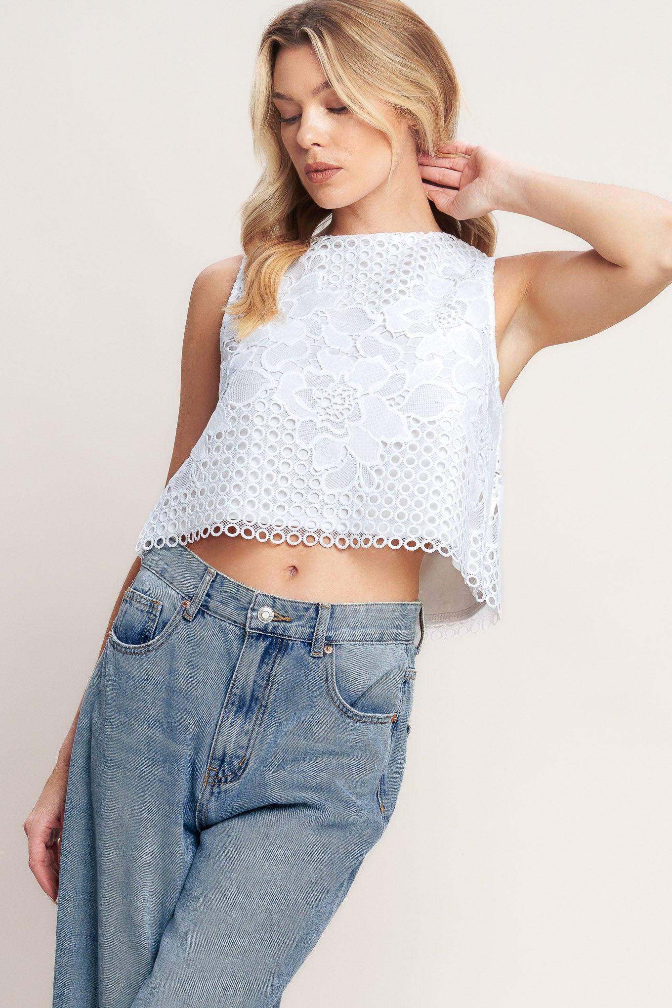 LOVE AT FIRST WOVEN LACE TOP - Flying Tomato - Flyclothing LLC