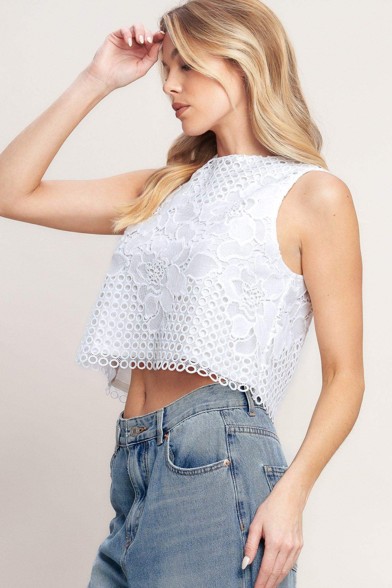 LOVE AT FIRST WOVEN LACE TOP - Flying Tomato - Flyclothing LLC