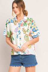 SUMMER PORCELAIN WOVEN TOP - Flying Tomato - Flyclothing LLC