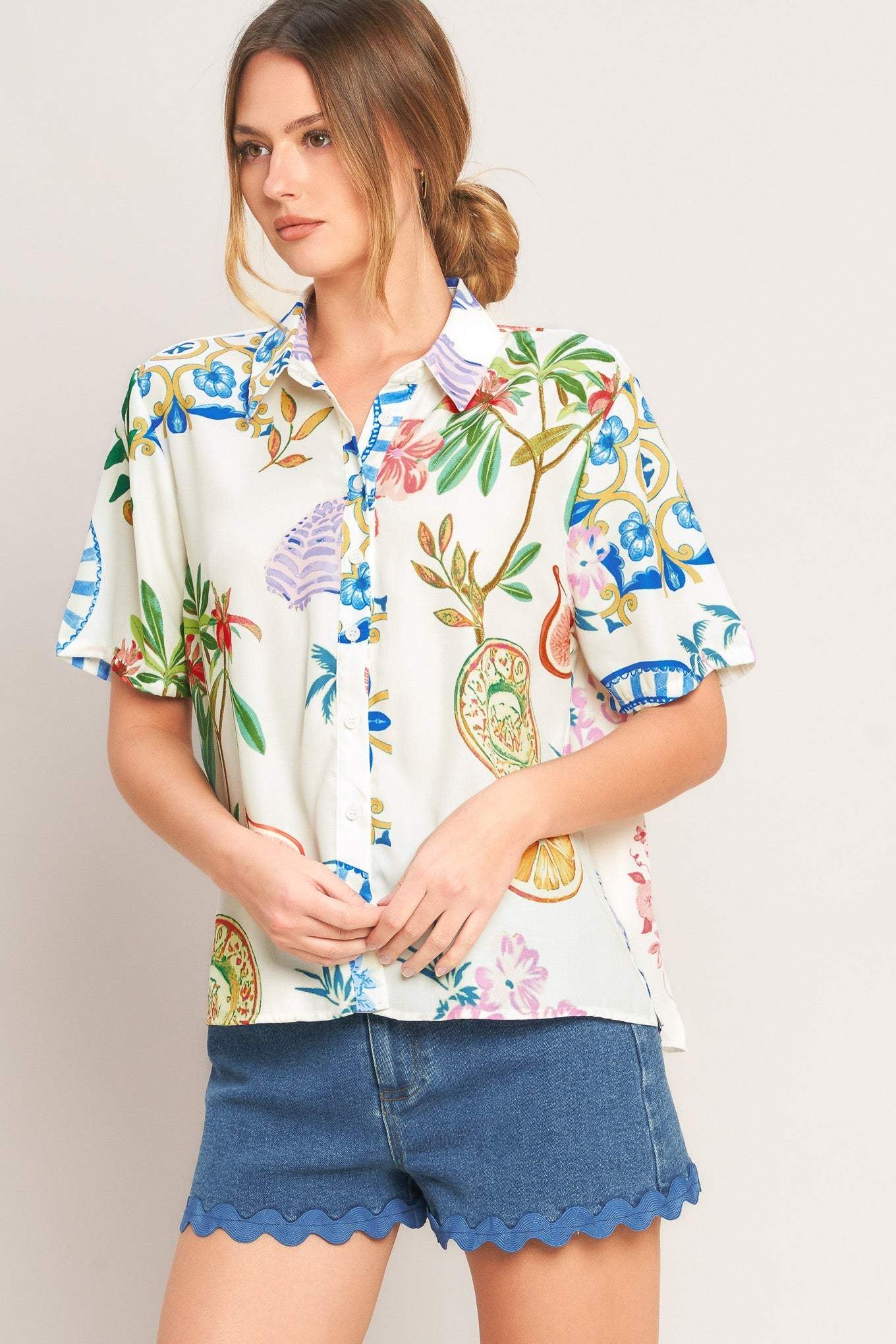 SUMMER PORCELAIN WOVEN TOP - Flying Tomato - Flyclothing LLC