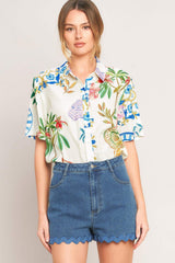 SUMMER PORCELAIN WOVEN TOP - Flying Tomato - Flyclothing LLC