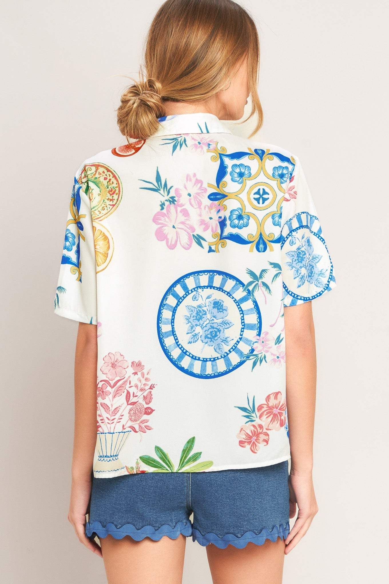SUMMER PORCELAIN WOVEN TOP - Flying Tomato - Flyclothing LLC