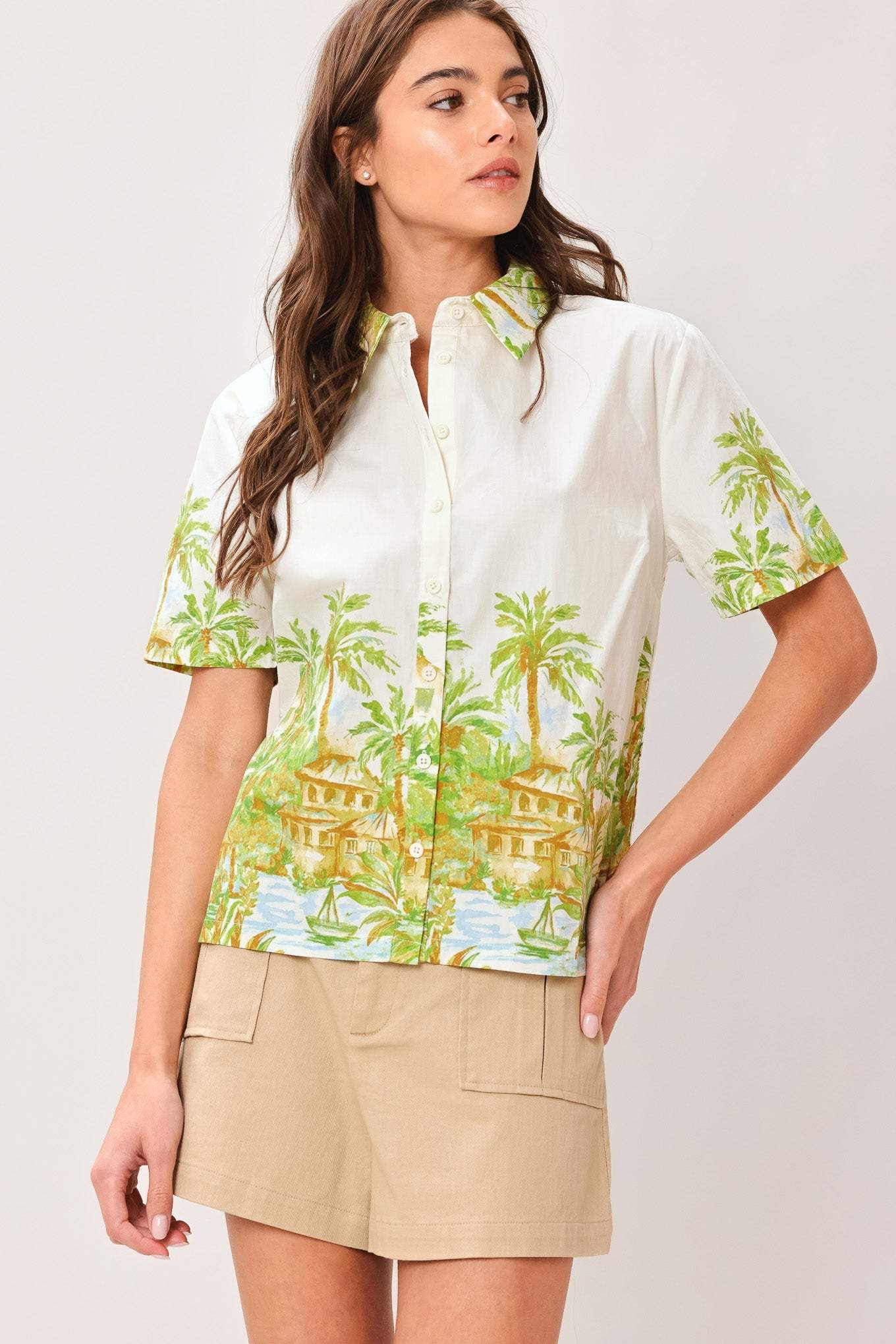 PALM CURRENT WOVEN TOP - Flying Tomato - Flyclothing LLC